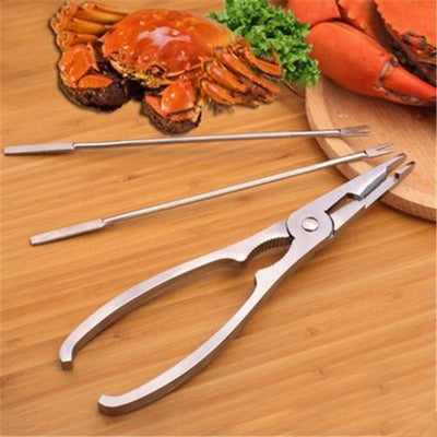 Crack and Enjoy: 3-Piece Stainless Steel Seafood Cracker & Pick Set