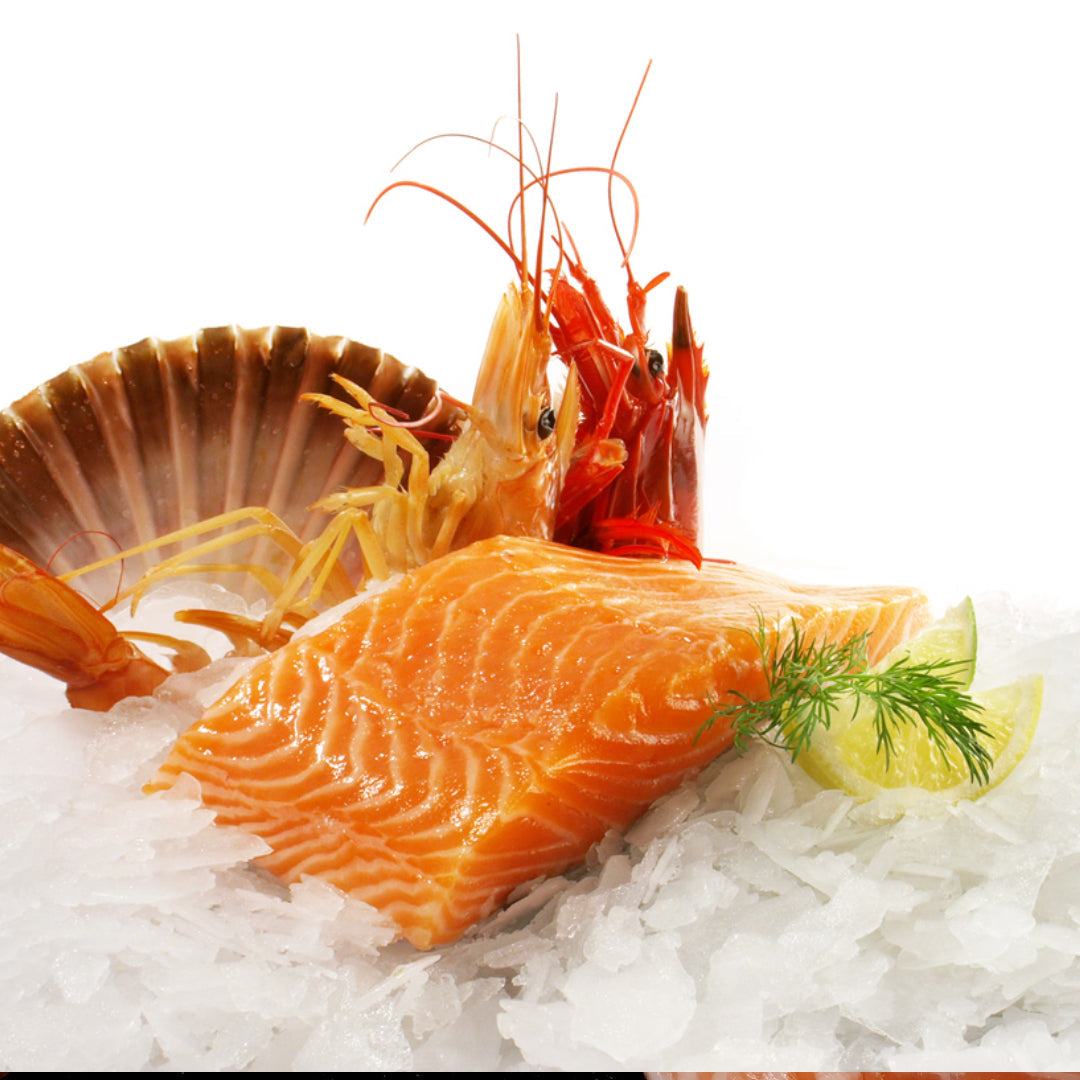 Pan-seared Ora King Salmon fillet glazed with soy-ginger sauce, garnished with sesame seeds and green onions