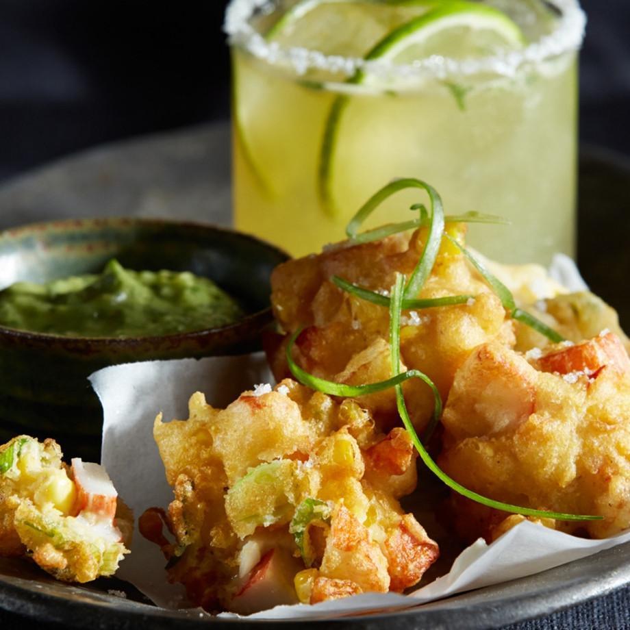 Corn & Alaskan Crab Fritters With Verde Avocado Salsa