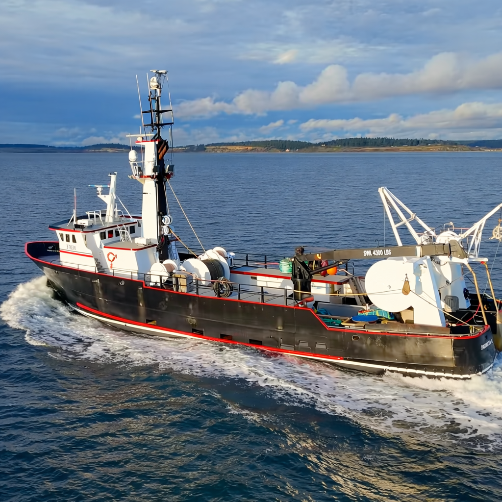 F/V Patricia L trawler steaming toward Dutch Harbor on the Bering Sea