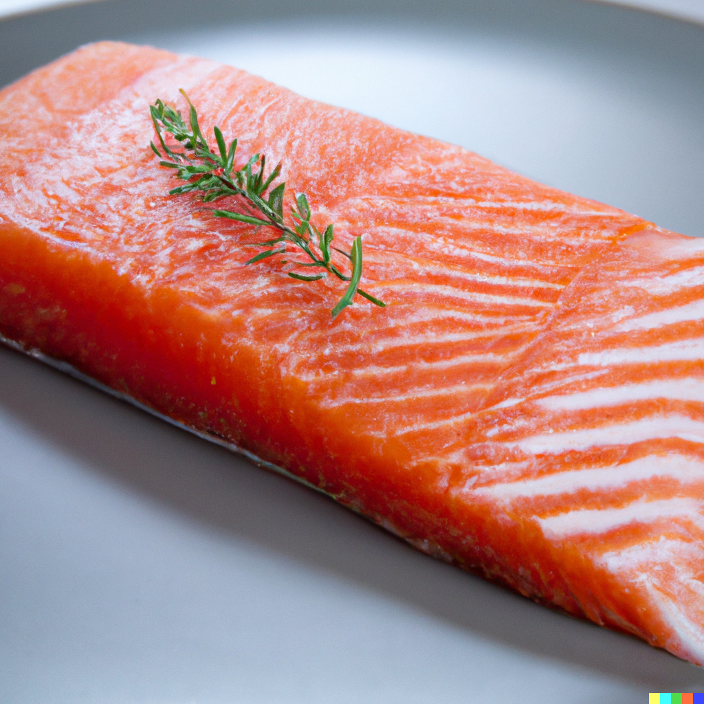 Silver salmon fillet on a plate