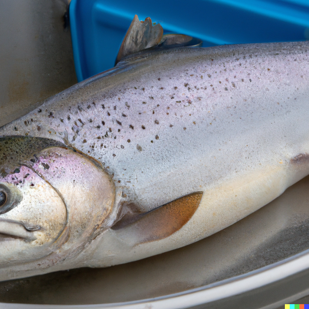 Fresh wild-caught Silver Salmon (Coho) fillet on a wooden board showing the vibrant orange flesh, rich in omega-3 fatty acids