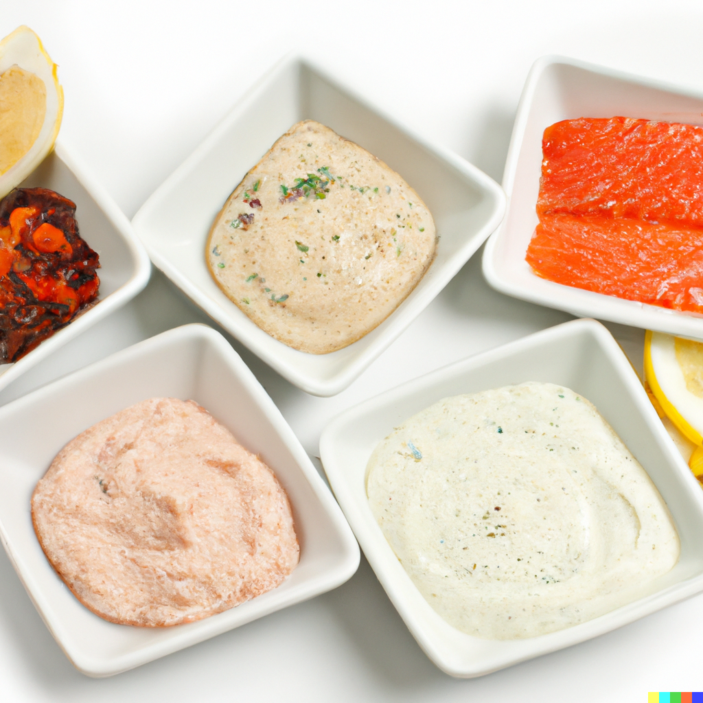 Selection of sauces to pair with silver salmon