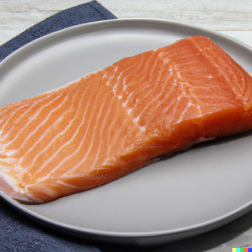 Side-by-side comparison of wild Silver Salmon and Chum Salmon fillets showing the difference in color, marbling, and texture