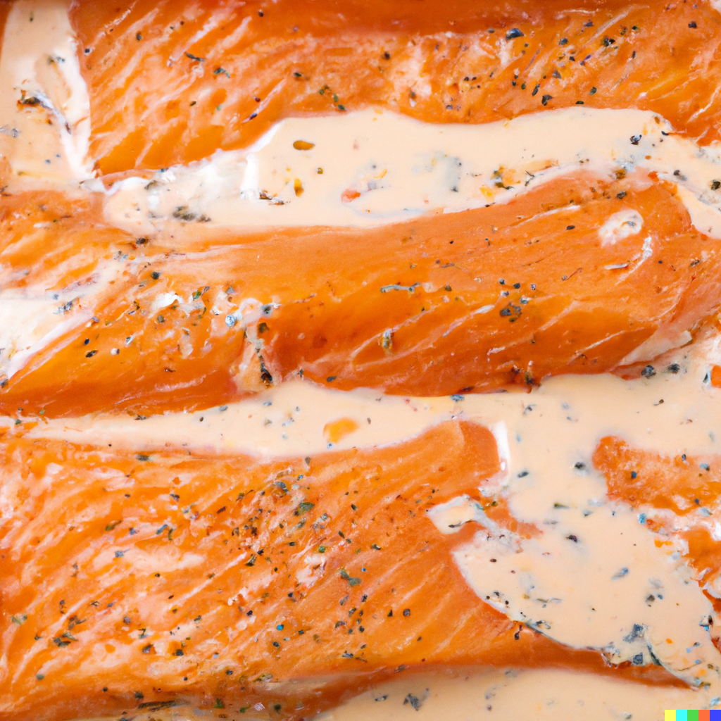 Silver salmon fillets marinating in homemade marinade