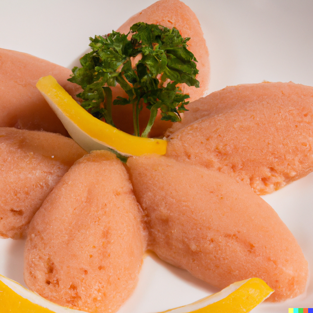 Assorted fish roe varieties including salmon ikura, tobiko, and masago garnished with herbs and lemon on a plate