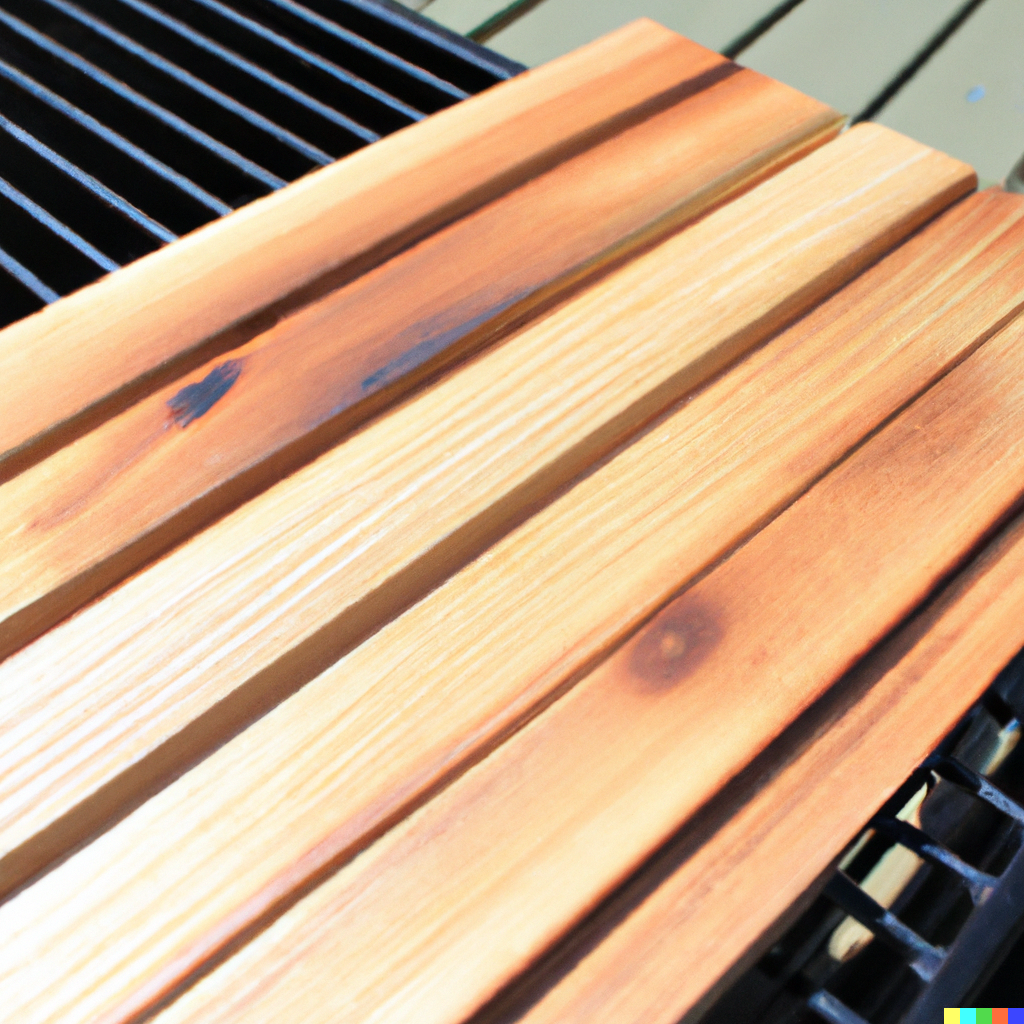 Cedar grilling planks on a BBQ grill with salmon and vegetables infusing smoky flavor