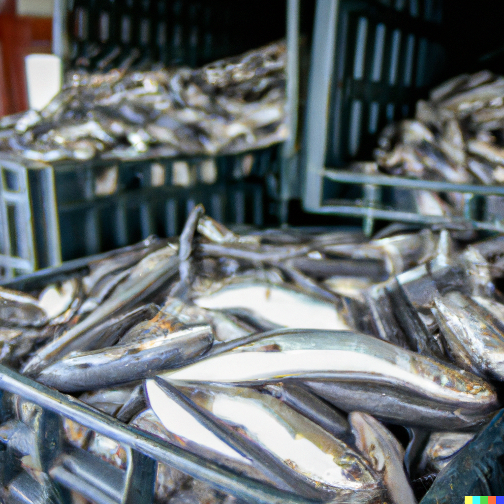 Fresh fish fillets stored on ice in a refrigerator for maximum freshness