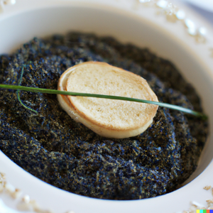 Ossetra caviar on a silver platter
