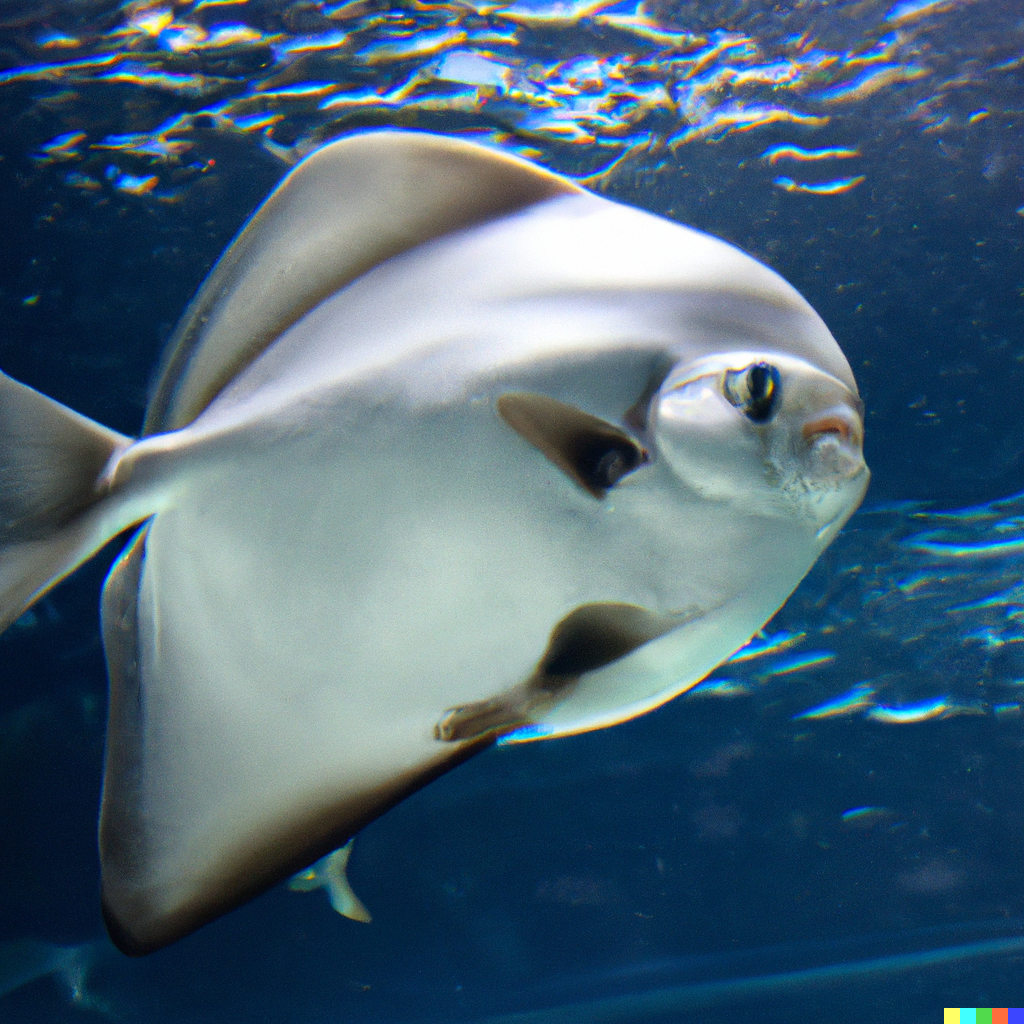 Giant moonfish Mola mola swimming near the ocean surface