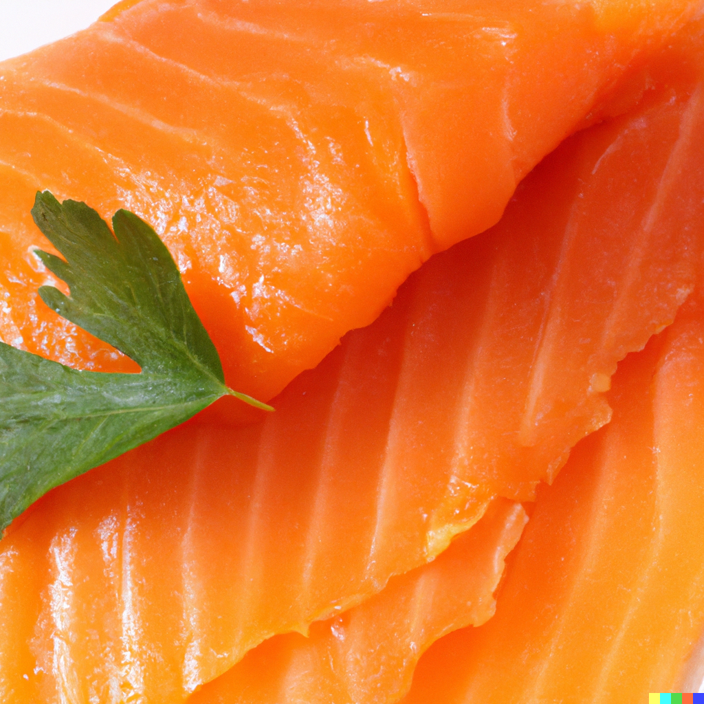 Homemade smoked salmon fillet on a platter garnished with lemon and fresh dill