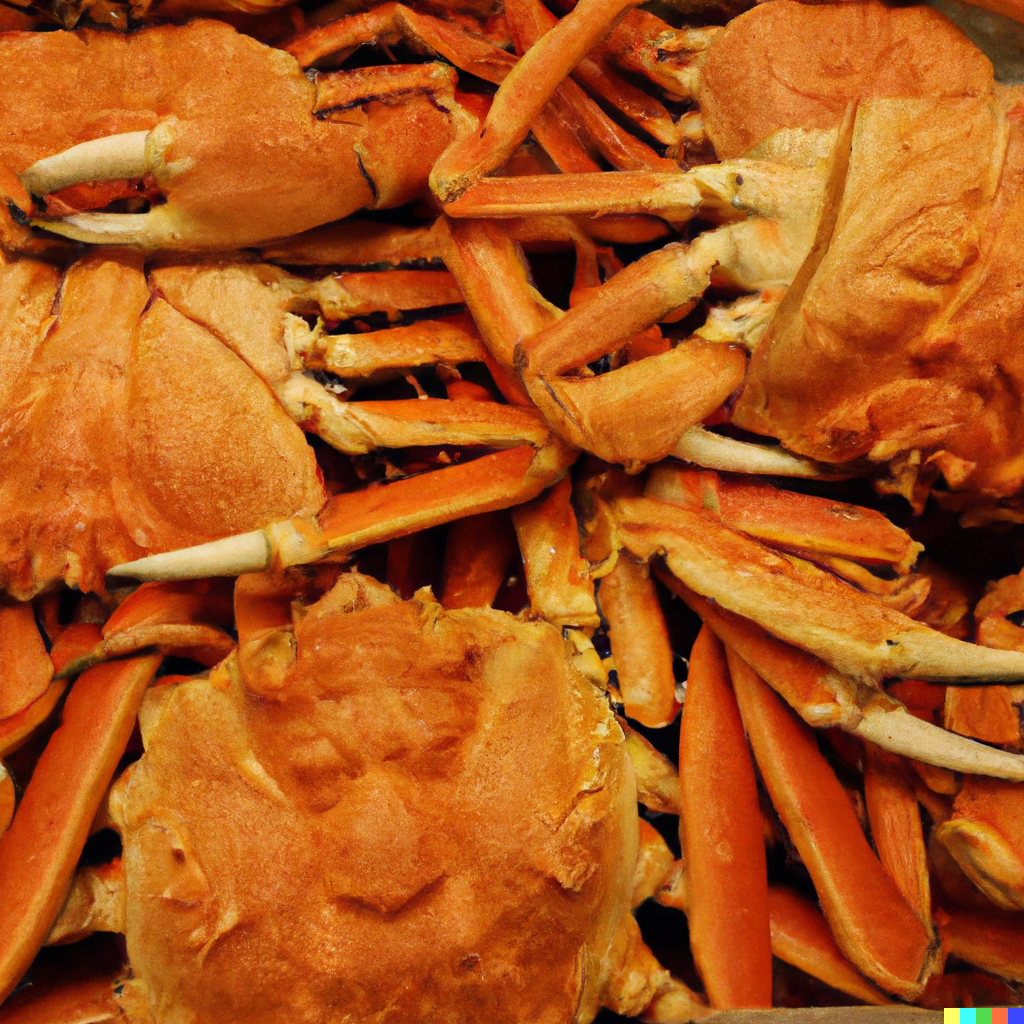 Garlic butter baked snow crab clusters served with lemon wedges and fresh parsley