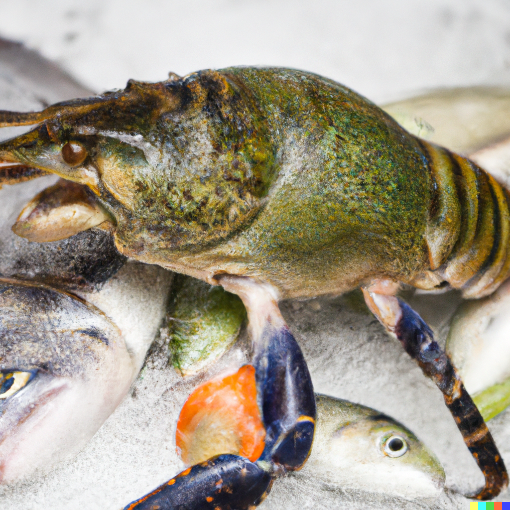 Split scene showing a plated restaurant seafood dish on one side and a home kitchen with fresh fish being prepared on the other