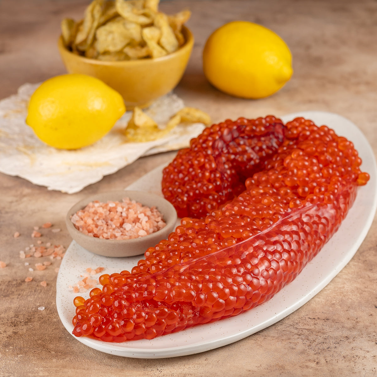 Jar of No Standard Red Caviar from wild Silver Salmon, showing bright orange pearls with a clean, mild ocean flavor