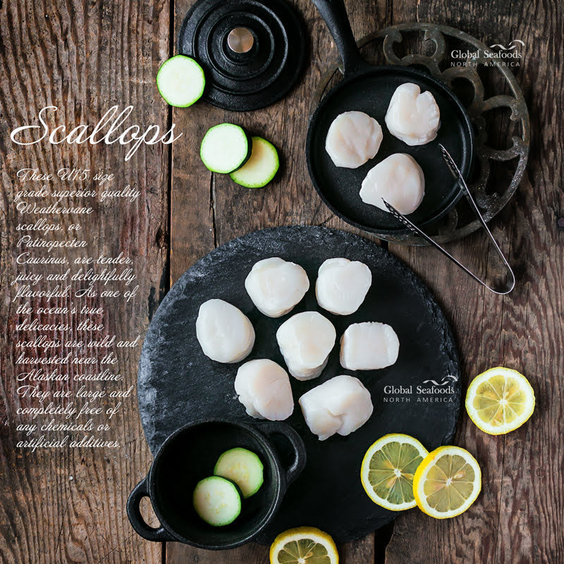 Golden-seared Hokkaido scallops on a Himalayan salt stone with fresh herb garnish