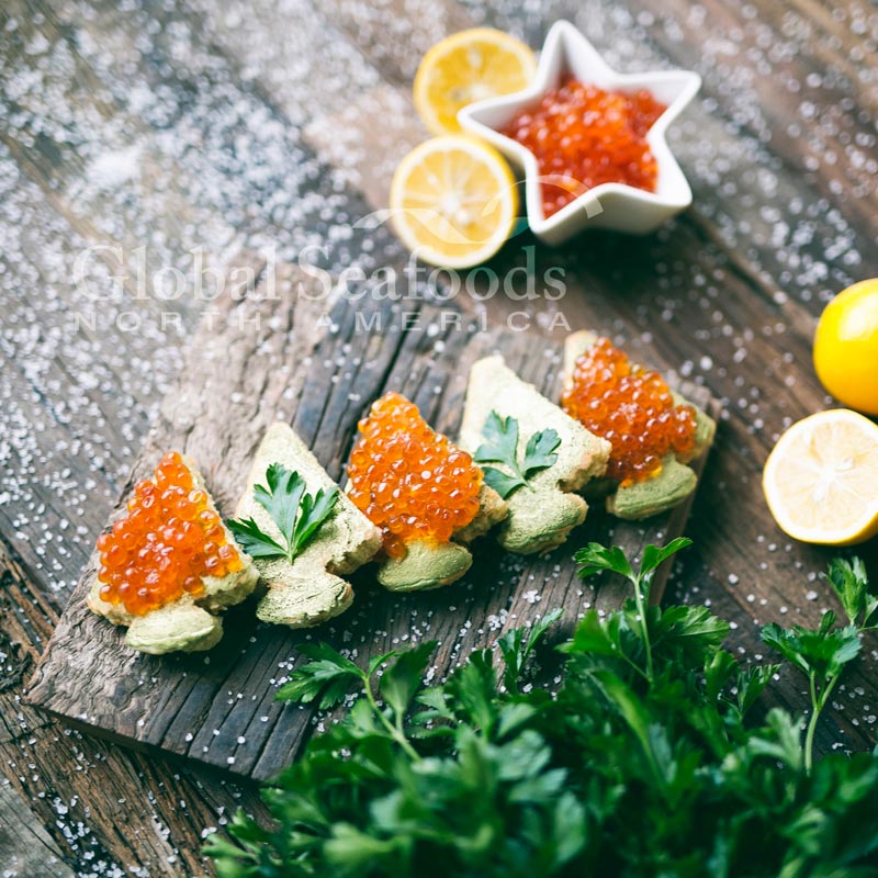 Pink Salmon Caviar Grade 1 — vibrant orange-red roe in a glass jar, premium quality red caviar