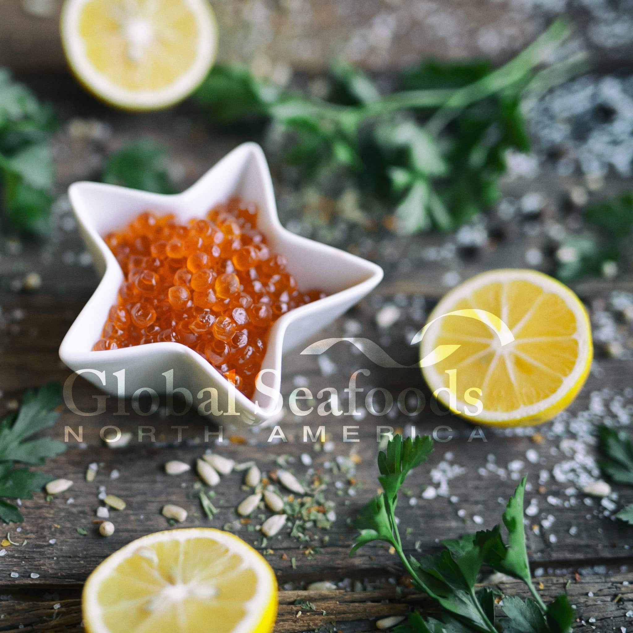 Chum Salmon Caviar Grade 2 — golden-hued roe in a jar, an affordable and flavorful red caviar