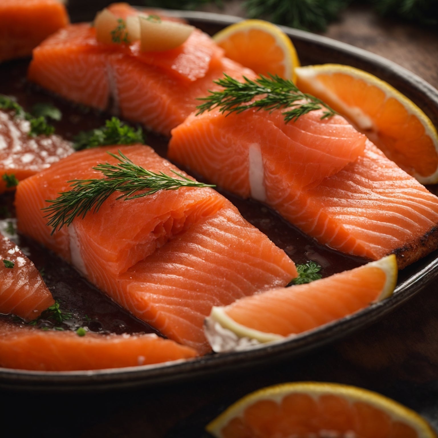 Thinly sliced sockeye salmon lox on a wooden board with cream cheese, capers, red onion, and fresh dill, ready to serve on a bagel
