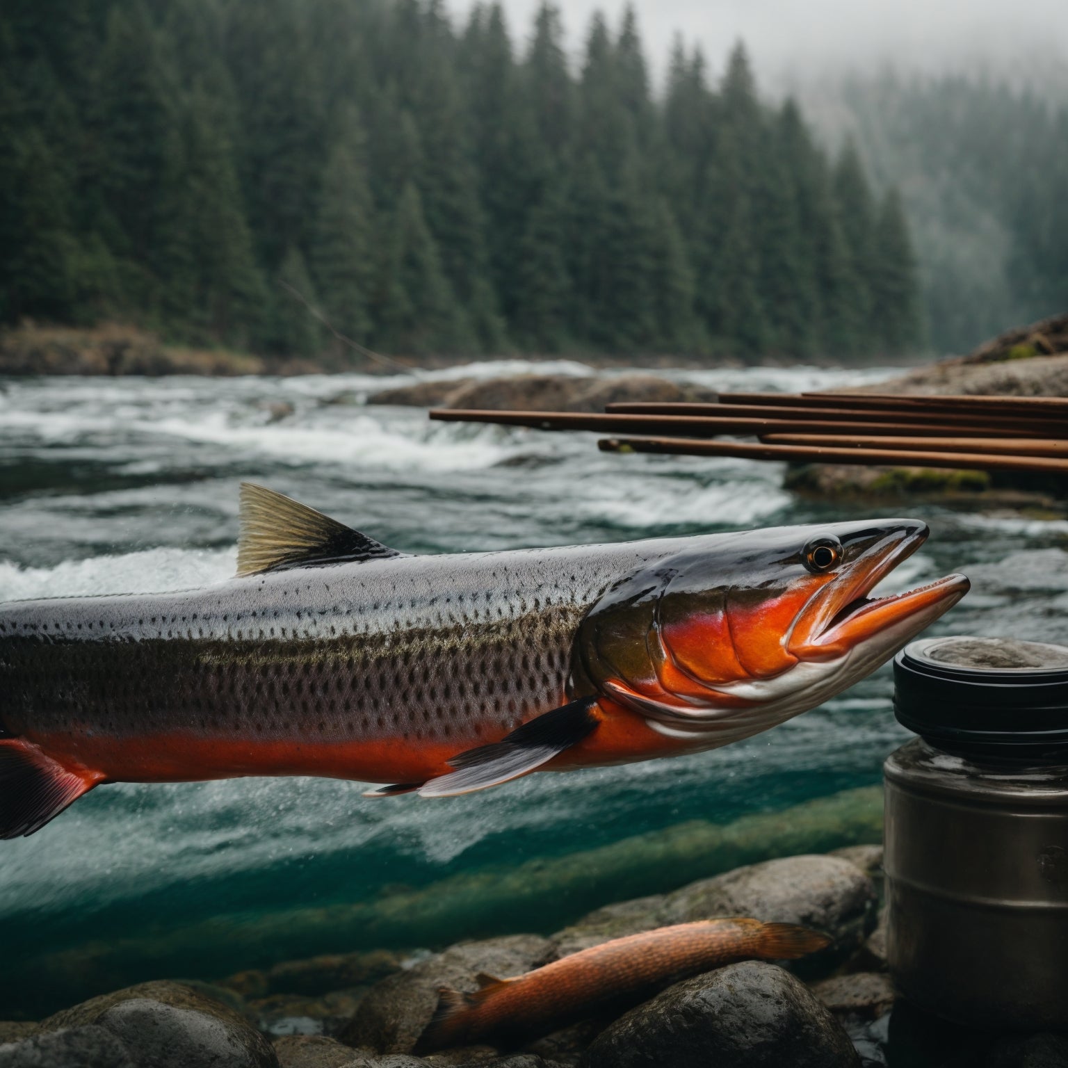 Fresh Columbia River steelhead fillet on a wooden board with lemon and herbs, showcasing its pink omega-3-rich flesh