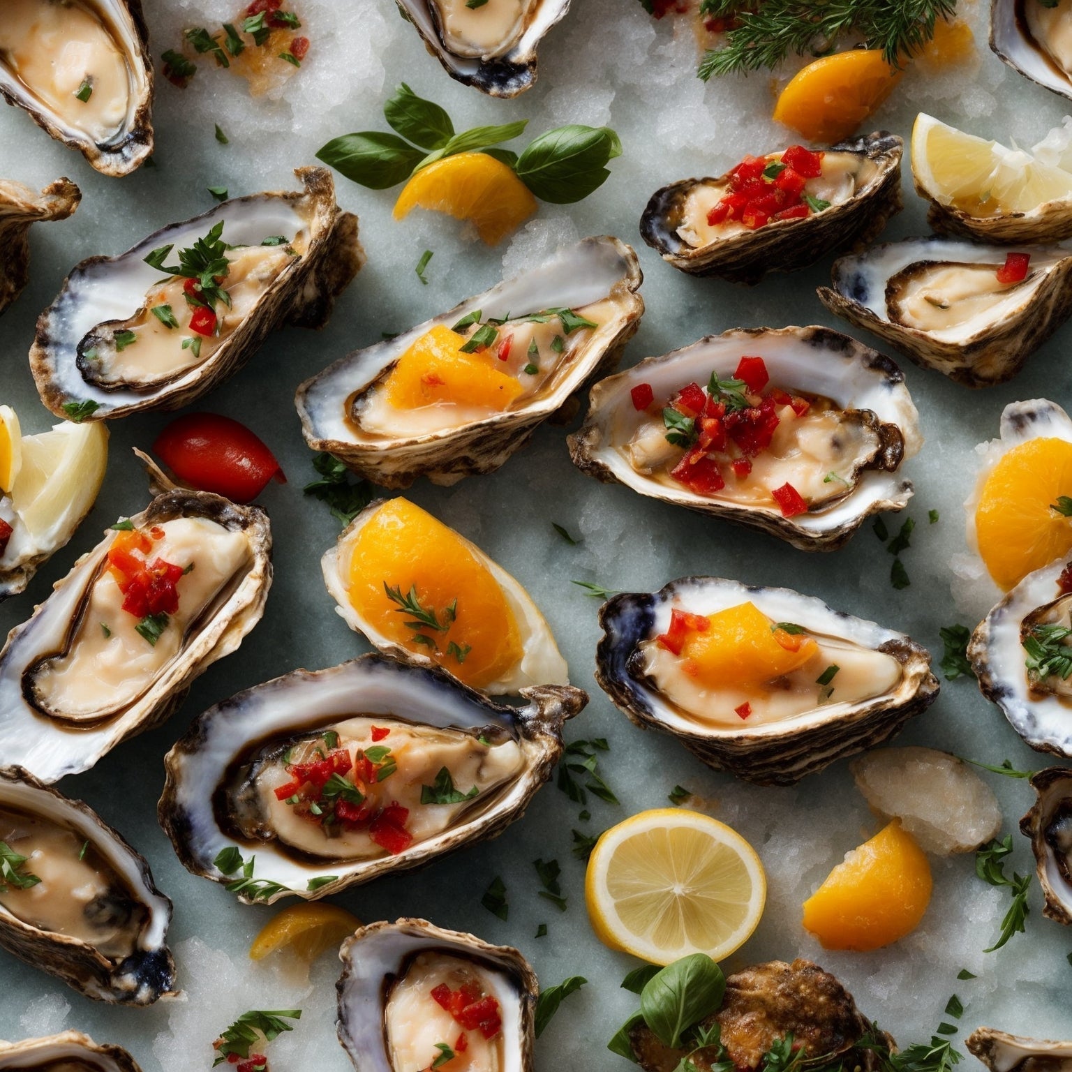 Five gourmet Cliff Point Petite Oyster recipes – Oysters Rockefeller with spinach and Parmesan, raw oysters with Champagne mignonette, saffron cream poached oysters, crispy Po’ Boy sliders, and fresh oyster ceviche with lime and cilantro
