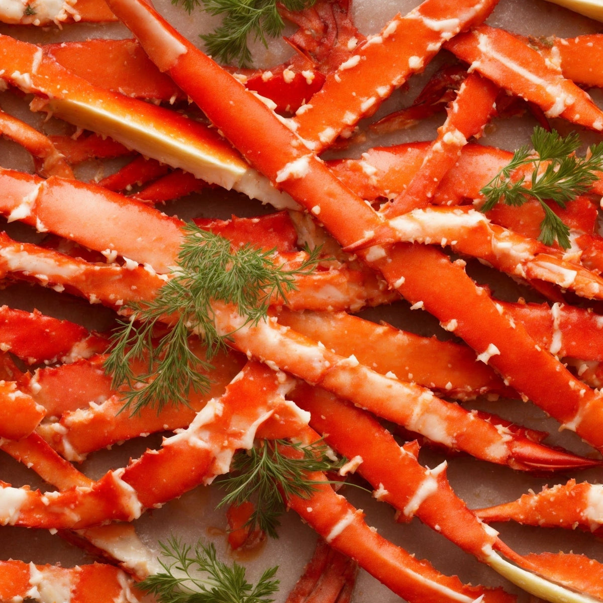 Alaskan King Crab legs steamed and served with garlic butter and lemon wedges