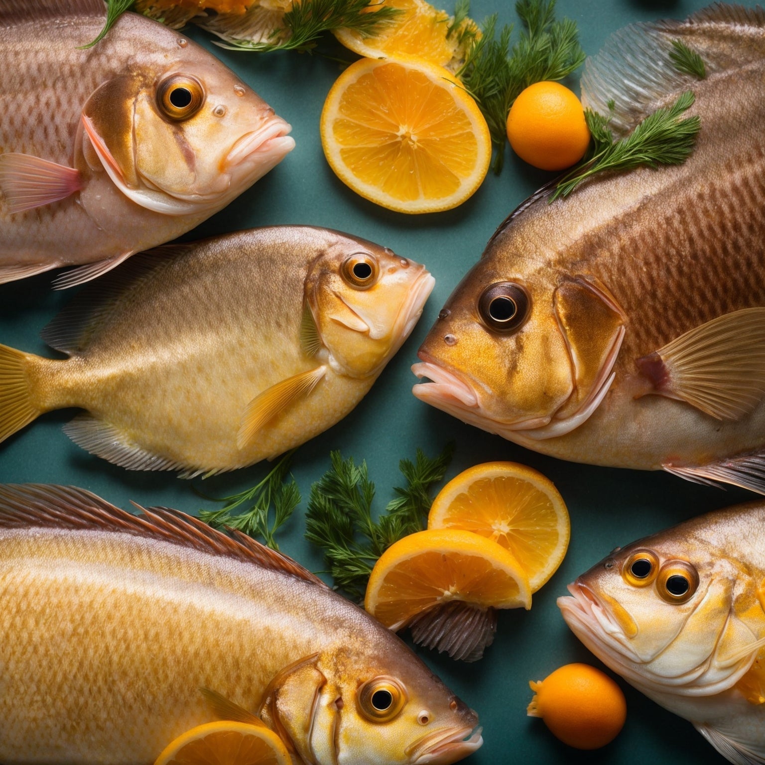 Dover sole fillet on a plate next to salmon and cod, comparing different fish varieties