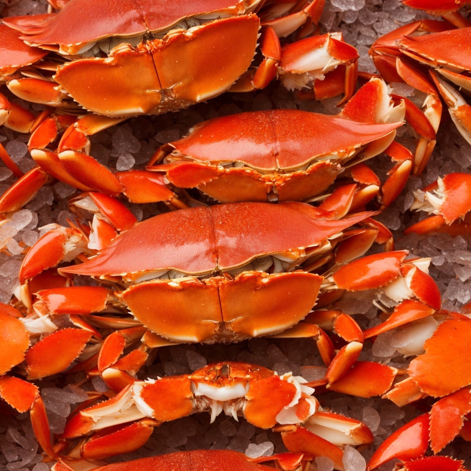 Dungeness crab clusters vs. snow crab comparison – Dungeness crab with its reddish-brown shell and rich buttery meat alongside snow crab legs with their long thin legs and mild sweet flavor, both wild-caught Pacific seafood favorites