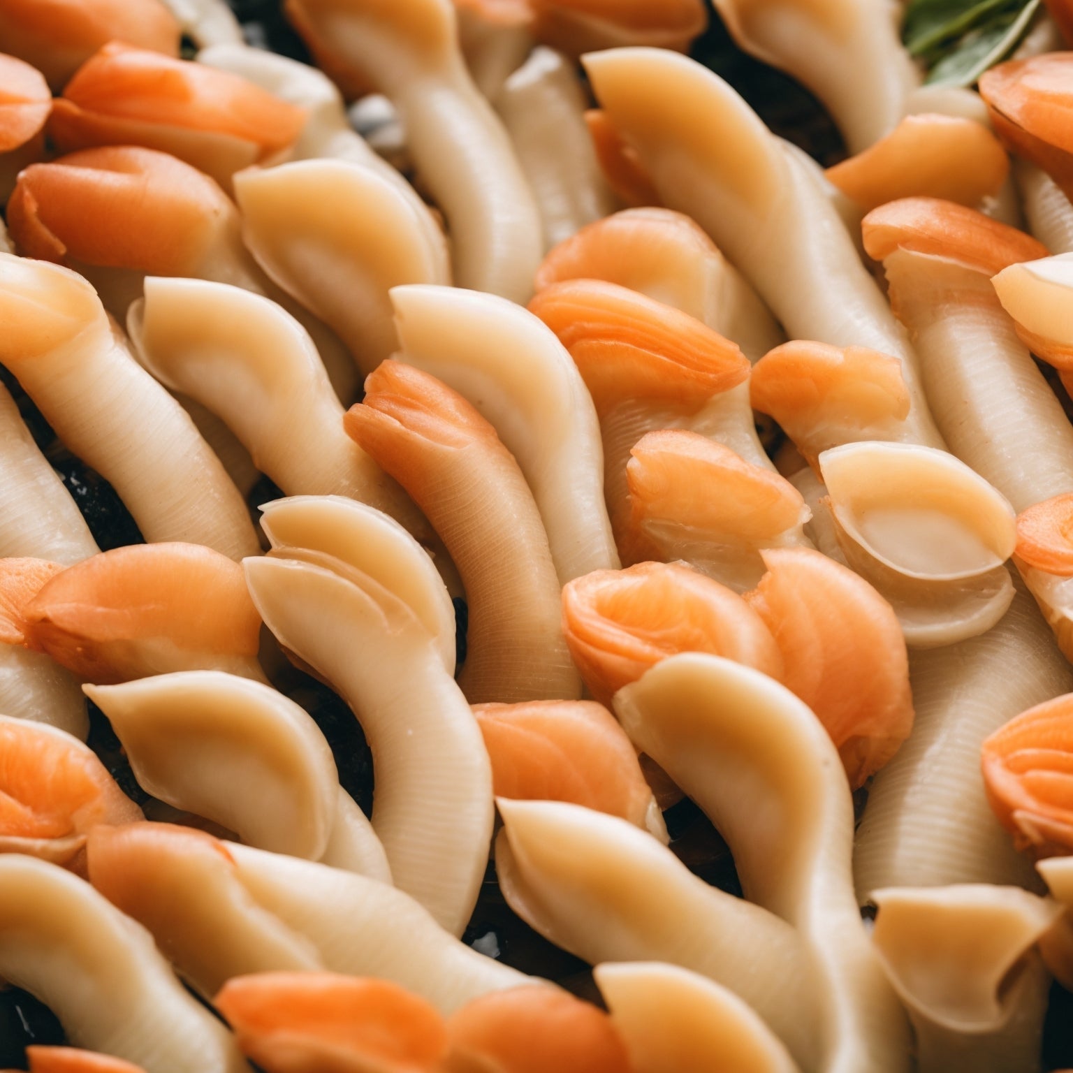 Fresh geoduck clam from the Pacific Northwest displayed on ice, showing the distinctive long siphon neck prized in Japanese sashimi and Chinese hot pot