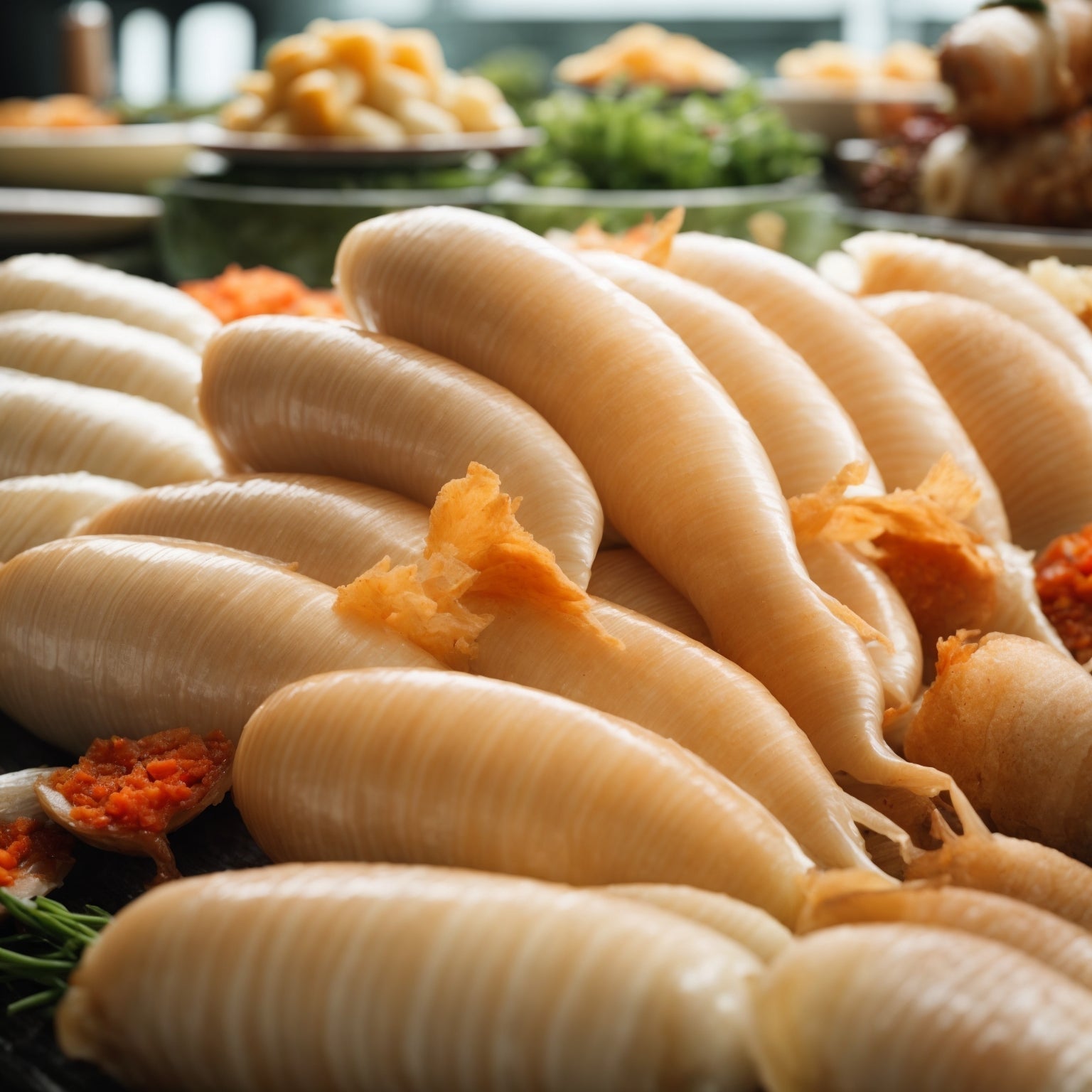 Four ways to cook geoduck – thinly sliced sashimi, steamed with ginger and scallions, stir-fried with garlic, and creamy Pacific Northwest chowder