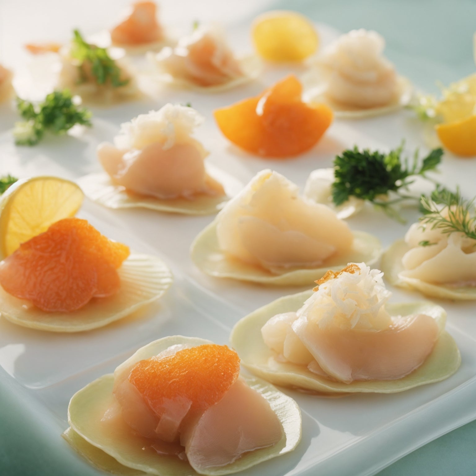 Thinly sliced raw geoduck sashimi showing the crisp, translucent siphon meat with a naturally sweet and briny ocean-fresh flavor