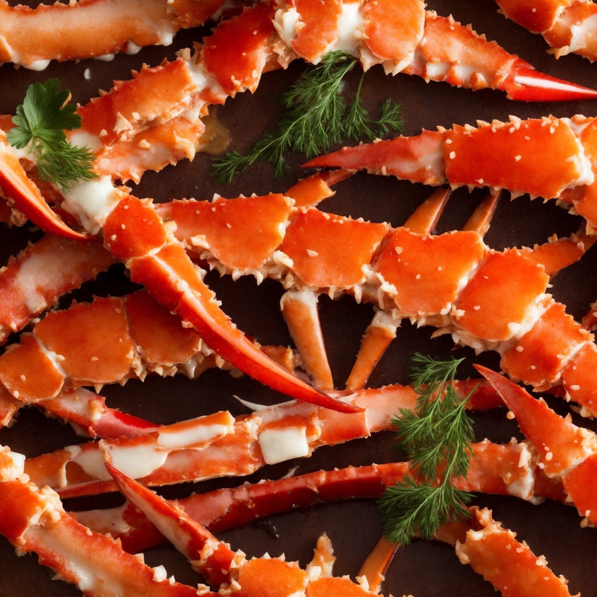 Colossal Alaskan king crab legs served with melted butter and lemon wedges on a rustic wooden board