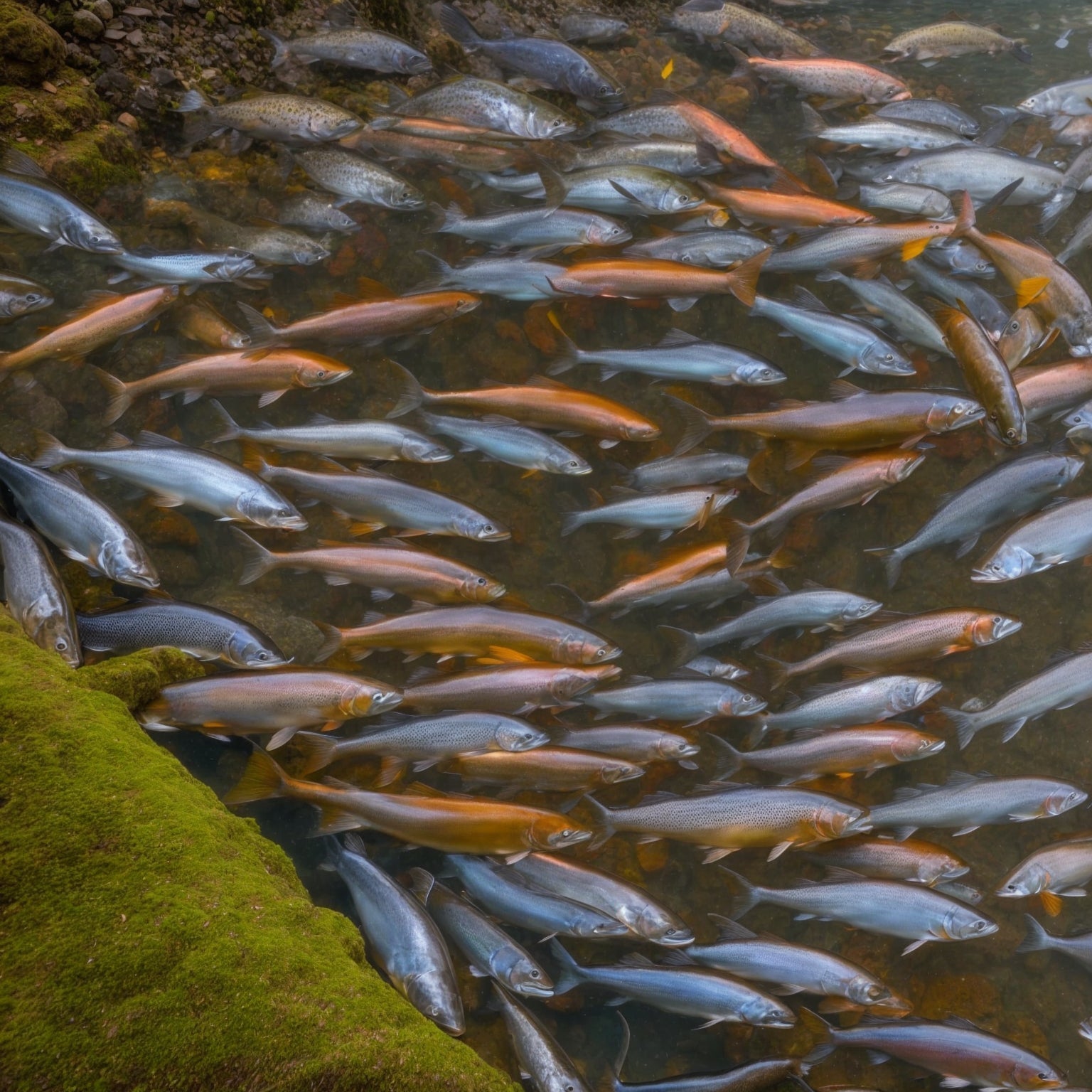 Wild Columbia River steelhead trout showing its distinctive silver flanks and pink lateral stripe, photographed in clear river water before release