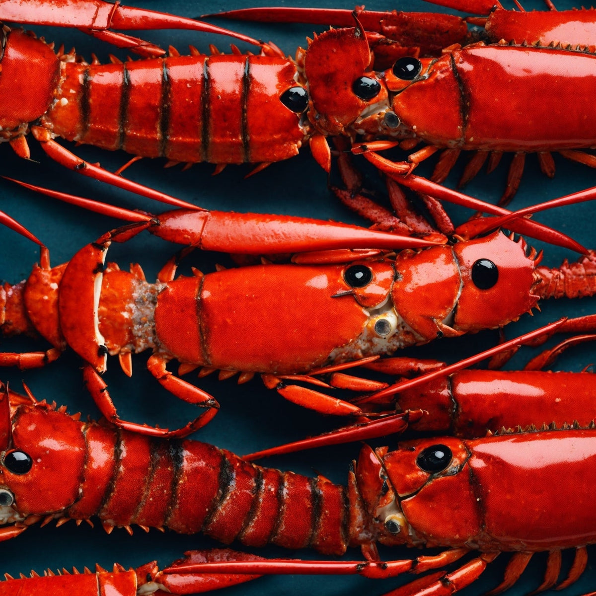Side-by-side comparison of an Atlantic lobster with large claws and a Caribbean spiny lobster with long antennae and no claws — showing the key anatomical differences between the two lobster species