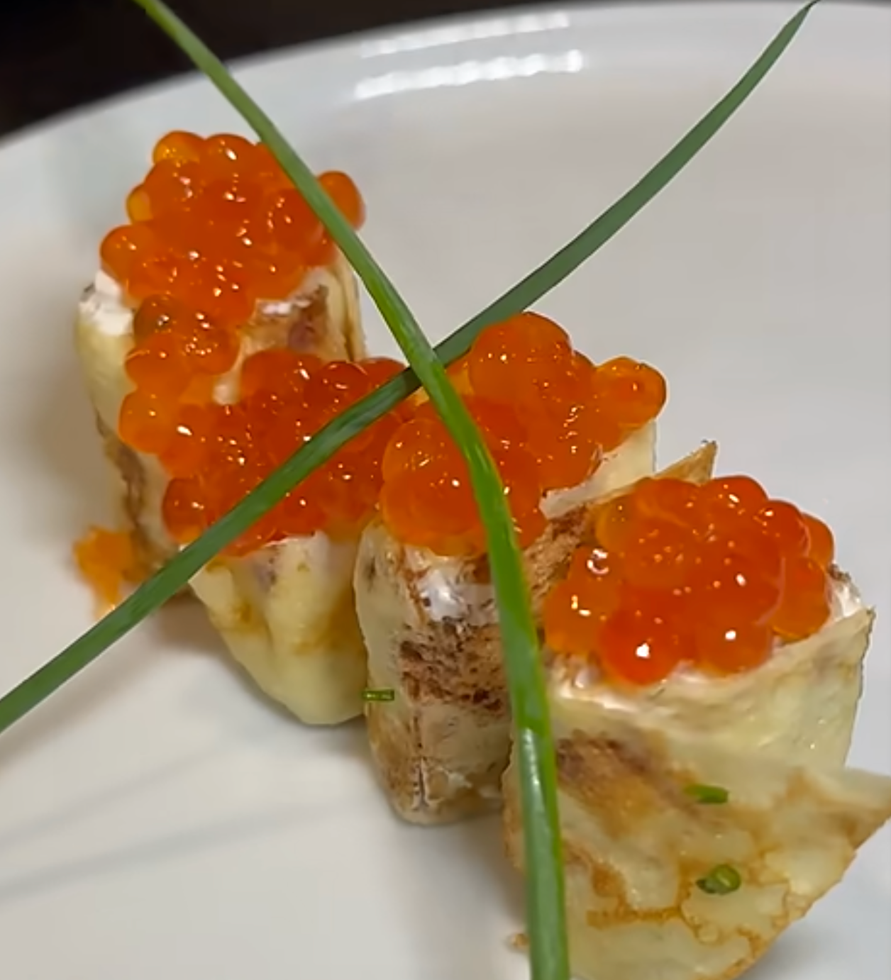 Blini Rolls with Red Caviar 