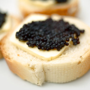 Chilled Beluga caviar in a crystal container, preserved to perfection, ready for gourmet dining