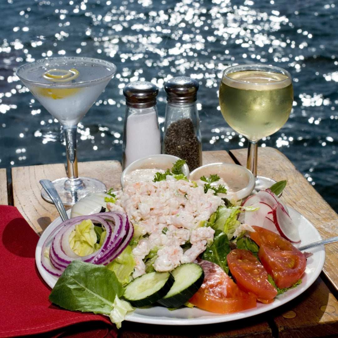 Classic Crab Louie salad with Dungeness crab, hard-boiled eggs, avocado, tomatoes, and Louie dressing