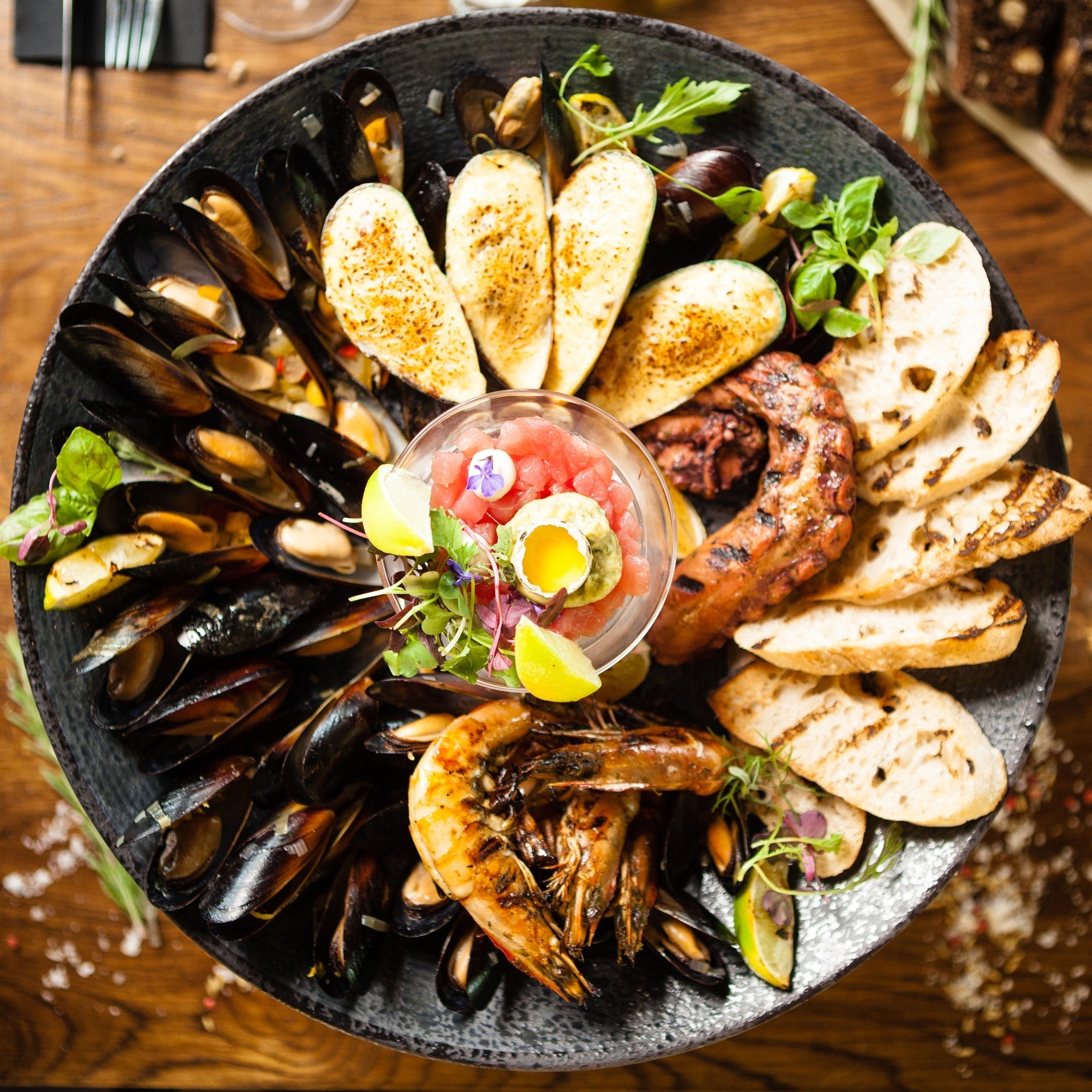 Delicious seafood platter with shrimp, crab, and lobster