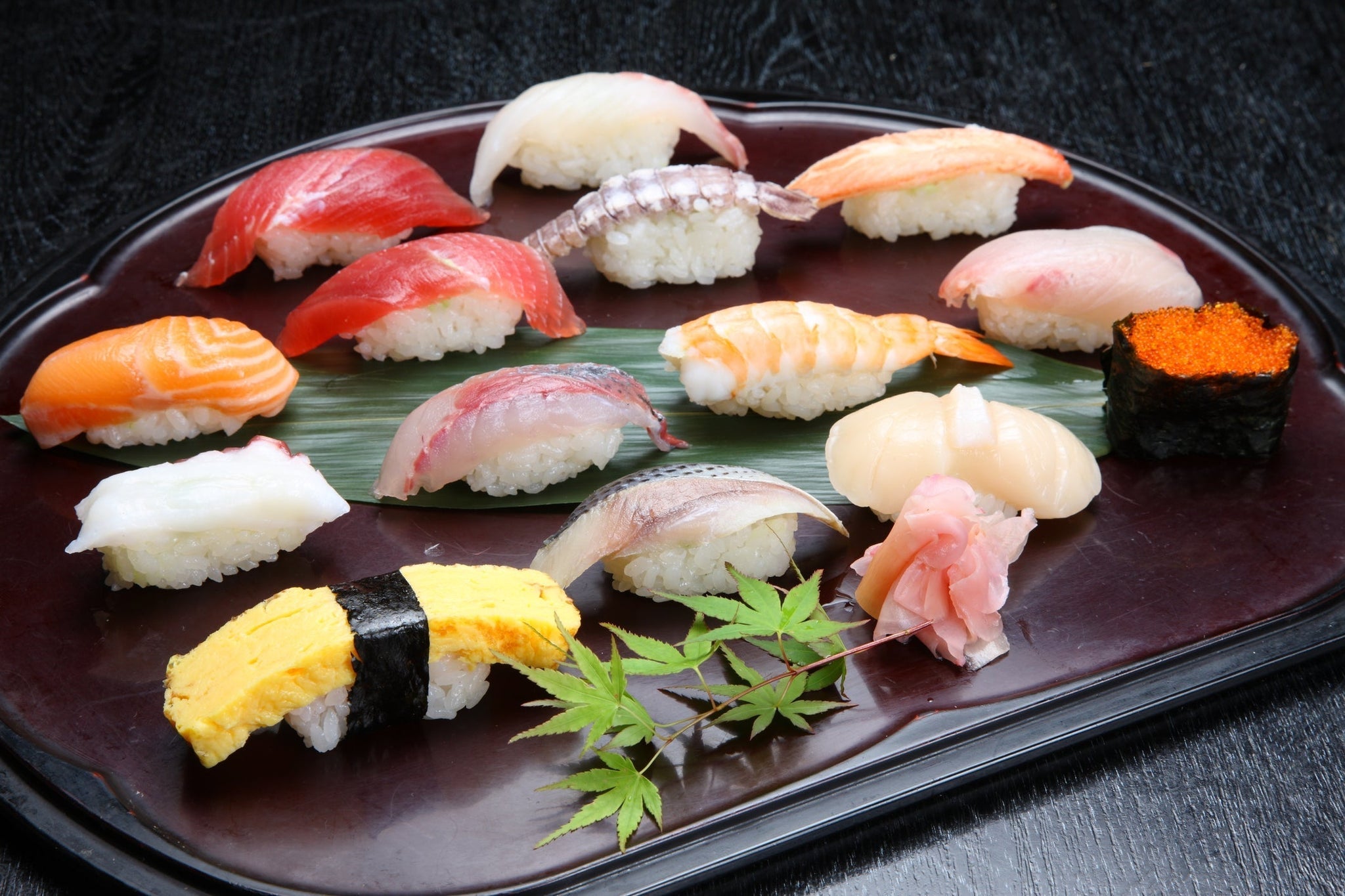 Assorted sushi rolls and nigiri platter at a top Houston sushi restaurant