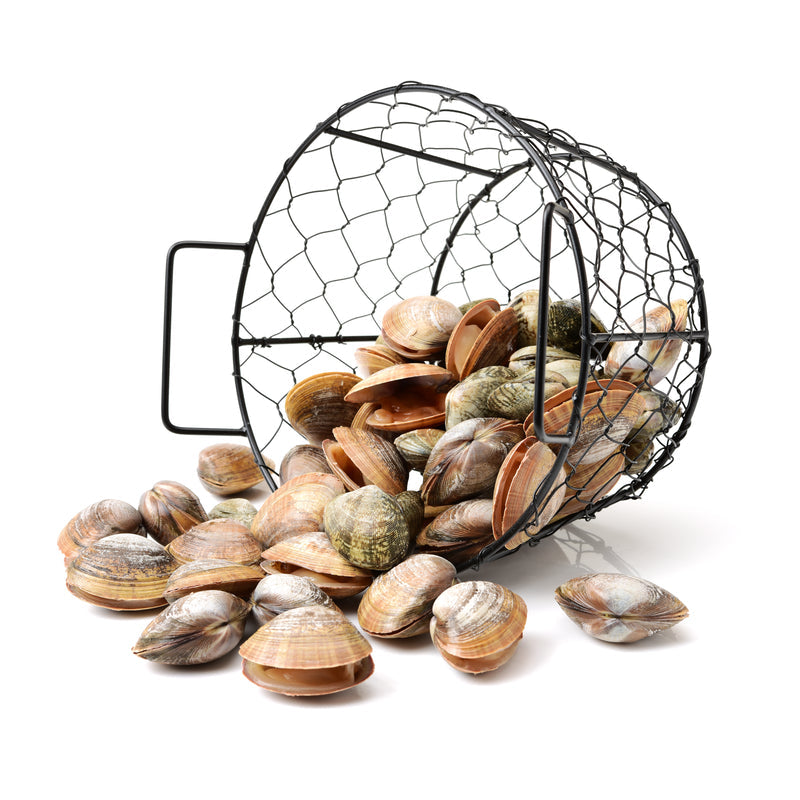 Golden crispy fried clams served with tartar sauce and lemon wedges on a white plate