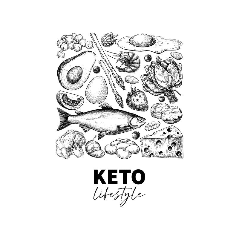 Keto seafood platter with grilled salmon, crab legs, and lobster tail served with avocado and greens