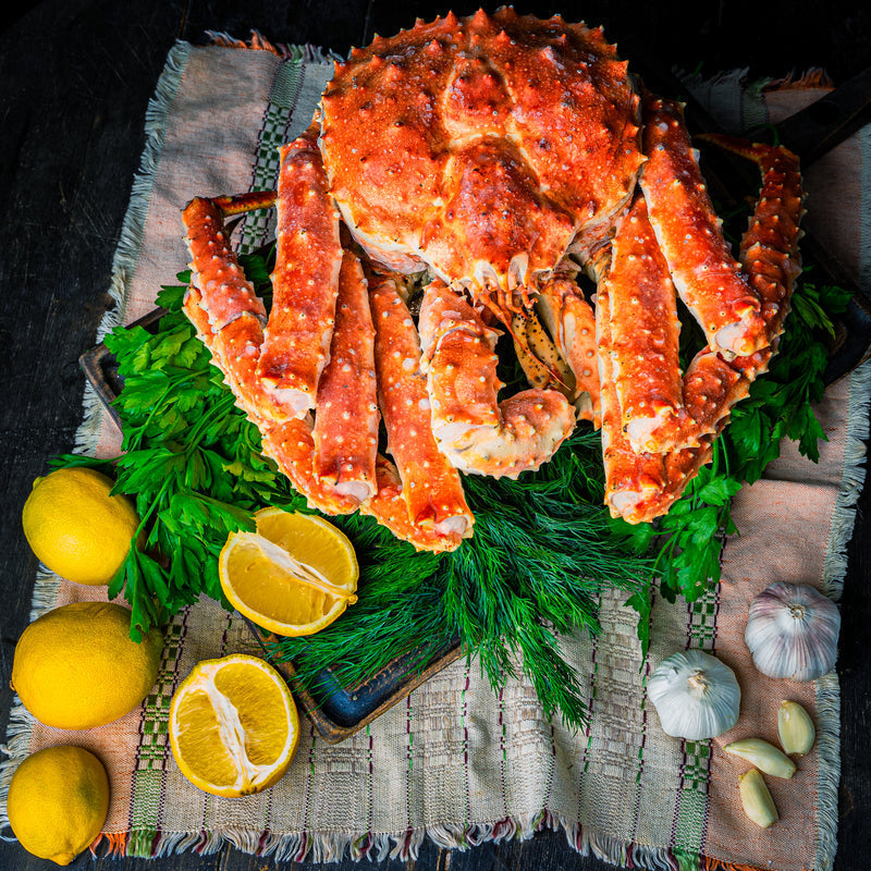 Five red crab recipes including snow crab linguine, Dungeness cioppino, and king crab legs