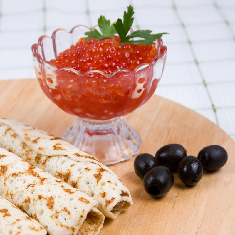Wild Alaskan salmon roe (ikura) -- sustainably harvested from MSC-certified Alaskan fisheries, the gold standard for premium salmon roe