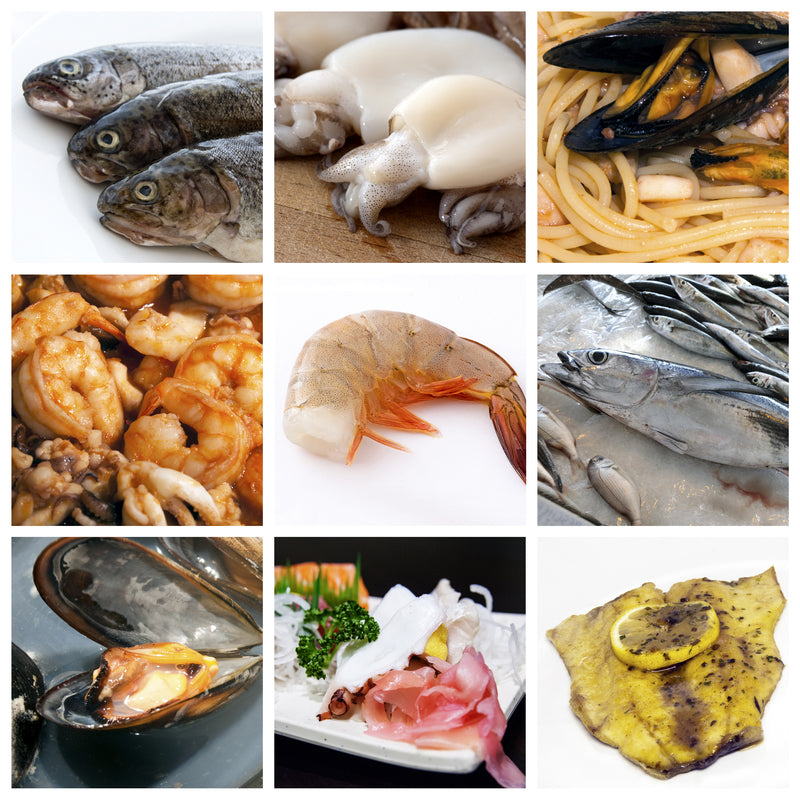 Luxury seafood spread featuring caviar, king crab legs, and premium fish from Global Seafoods on an elegant table
