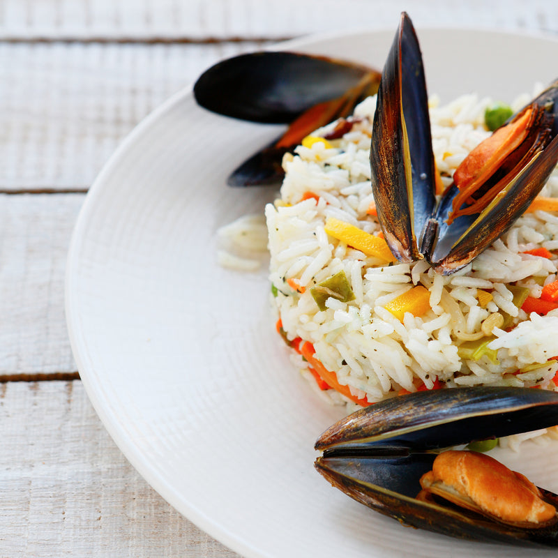 Fresh farmed mussels on a rope, representing sustainable mussel aquaculture
