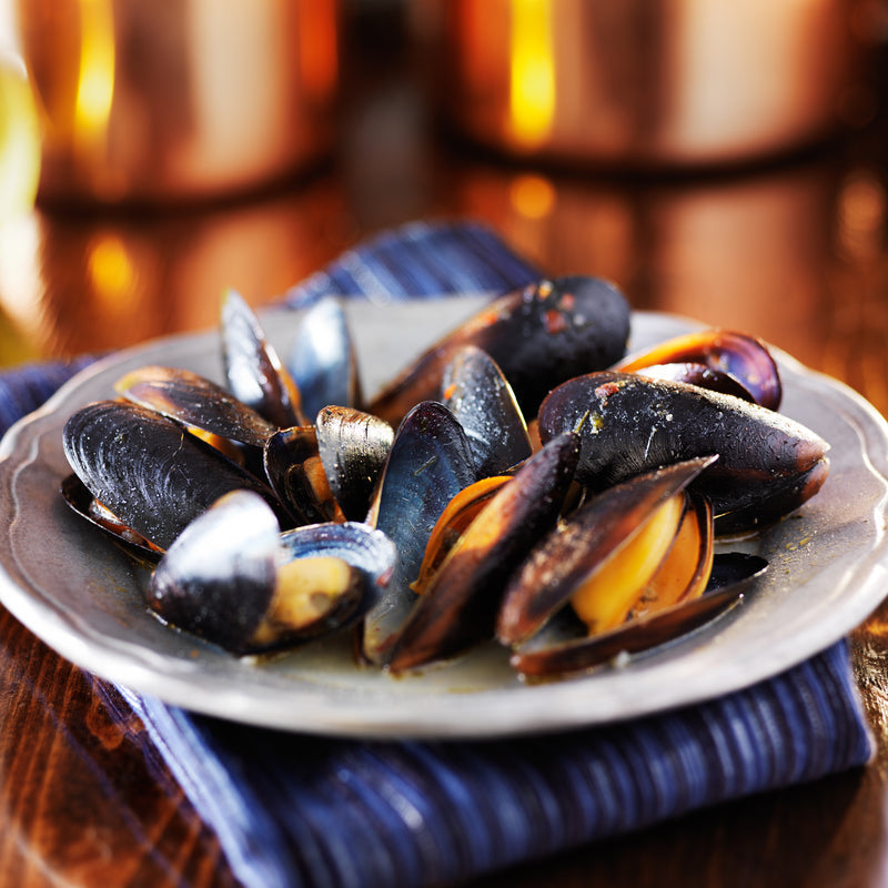Mussels served in their shells