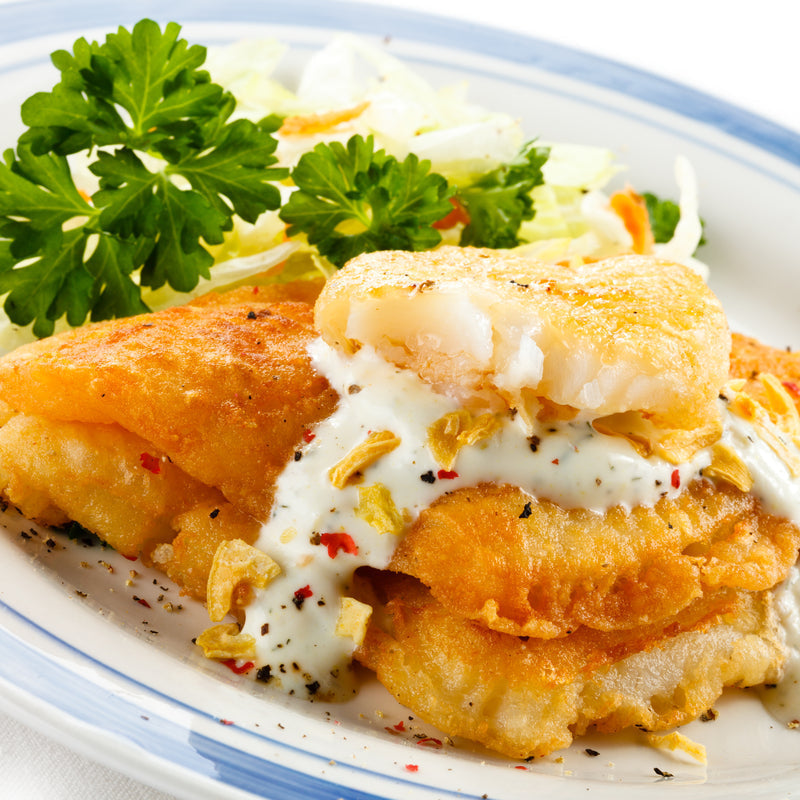 Sustainably caught lingcod from the Pacific coast with MSC certification label