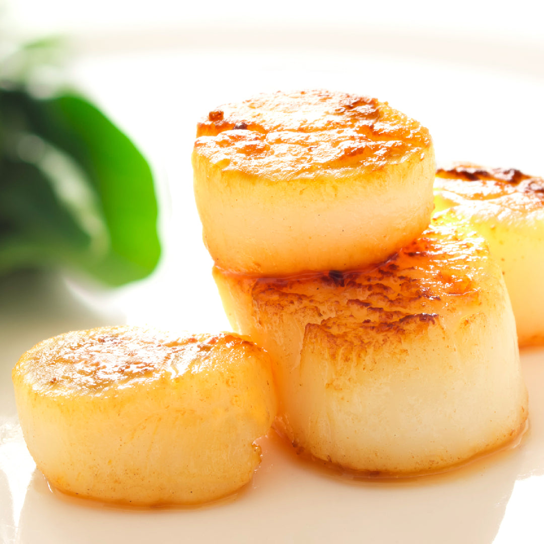 Five ways to serve diver scallops — seared, grilled, risotto, smoked salad, and Parmesan baked