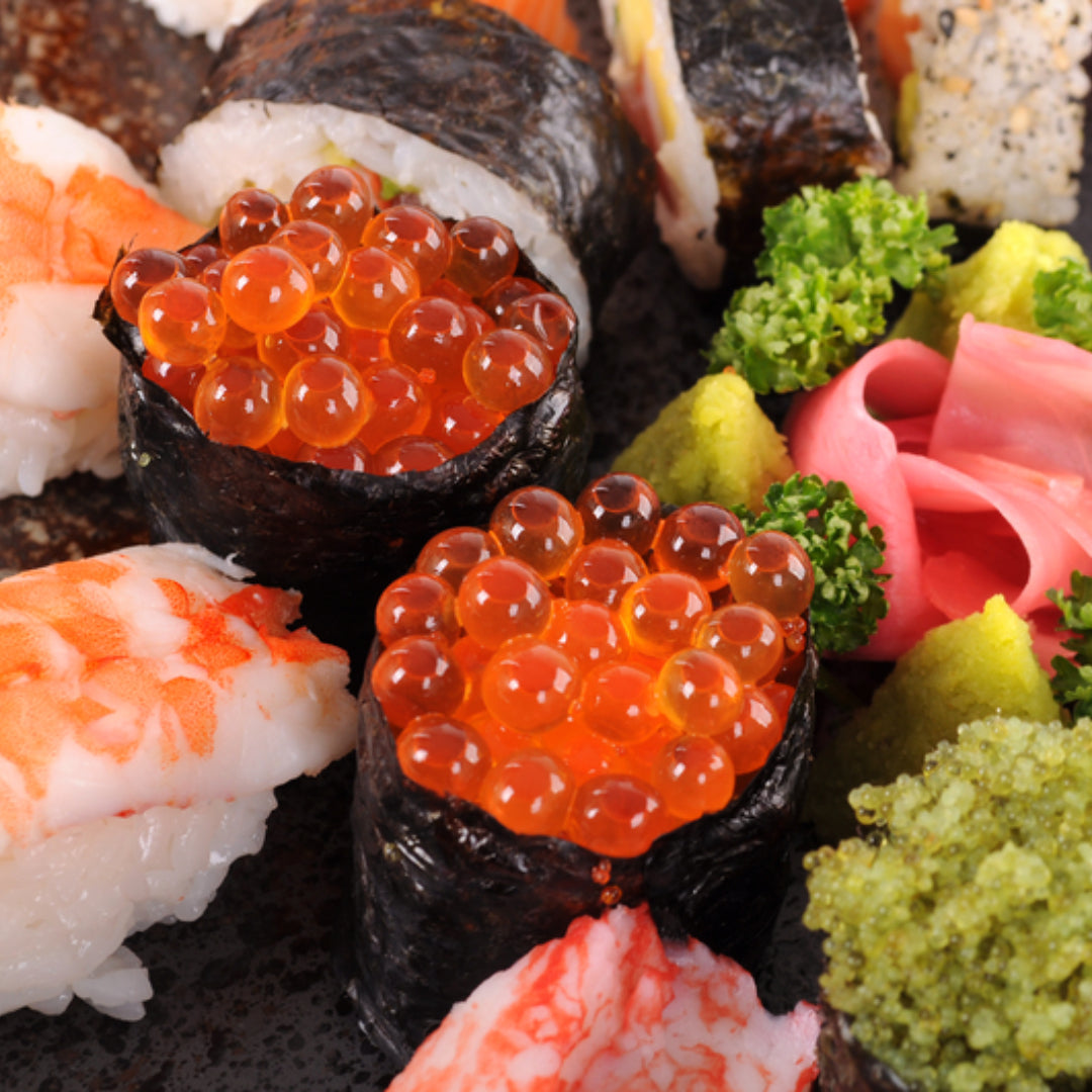 Ikura salmon roe recipe served over sushi rice