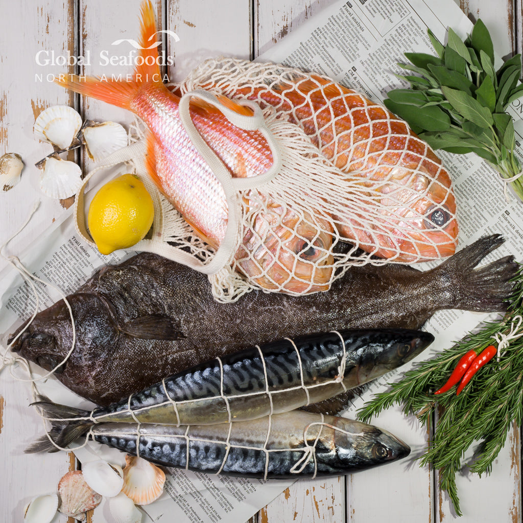 Nutrient-rich seafood spread including salmon and king crab for post-workout recovery