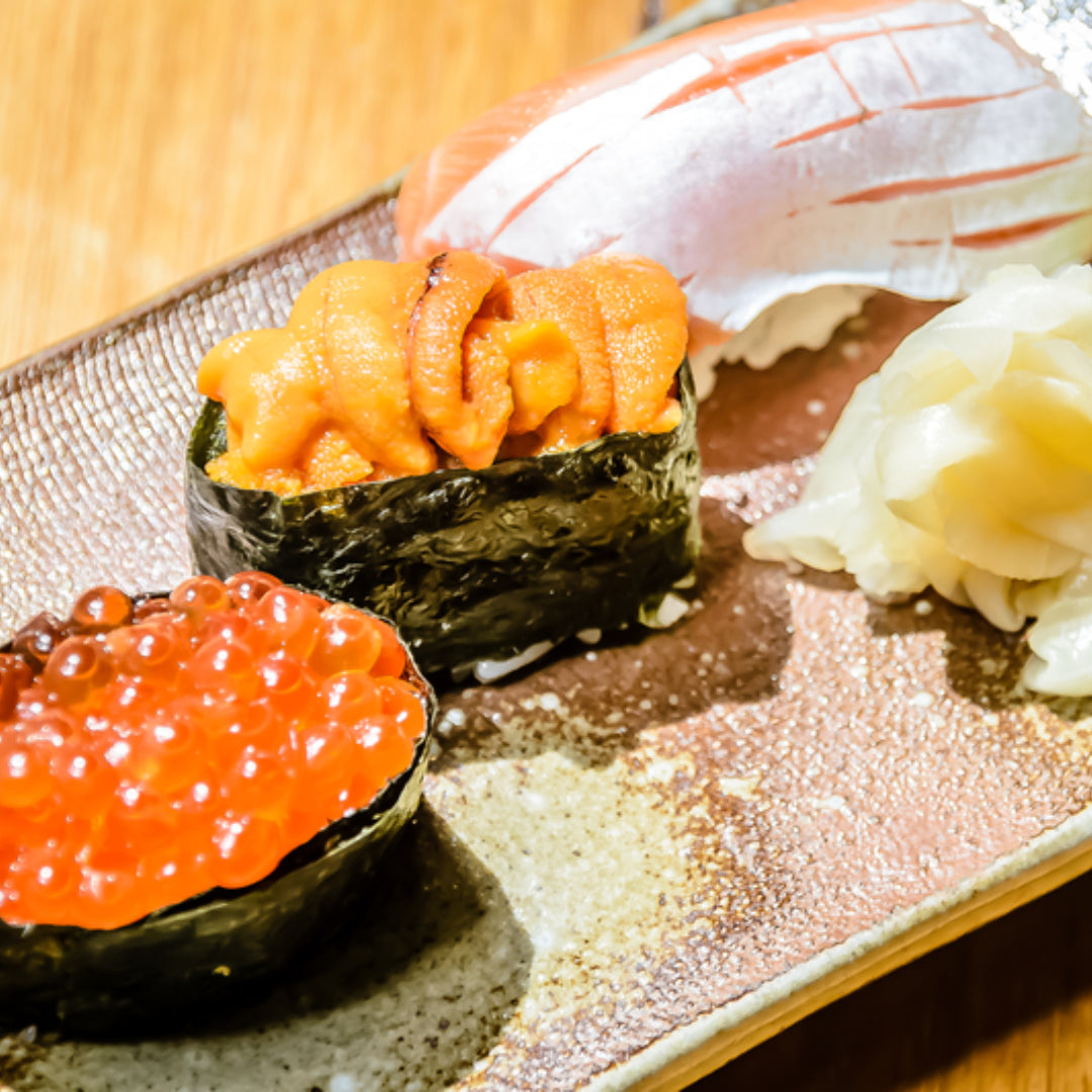 Assorted sushi rolls and nigiri served at a neighborhood sushi restaurant in Austin